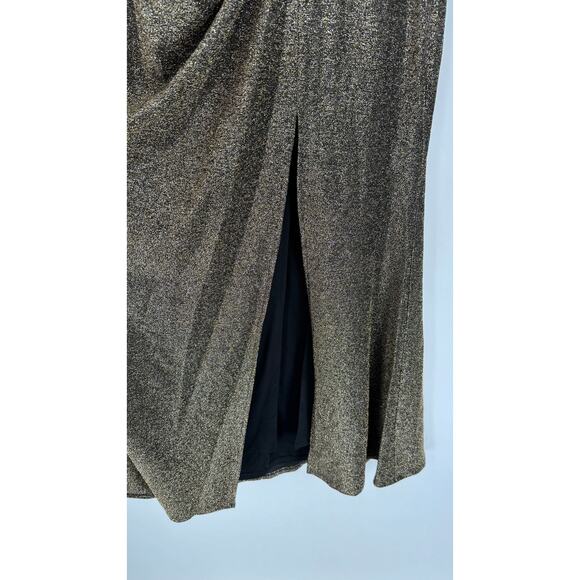 Ignite Evenings Womens Metallic Evening Maxi Dress Plus Size 22W Gold Black New - Picture 5 of 10